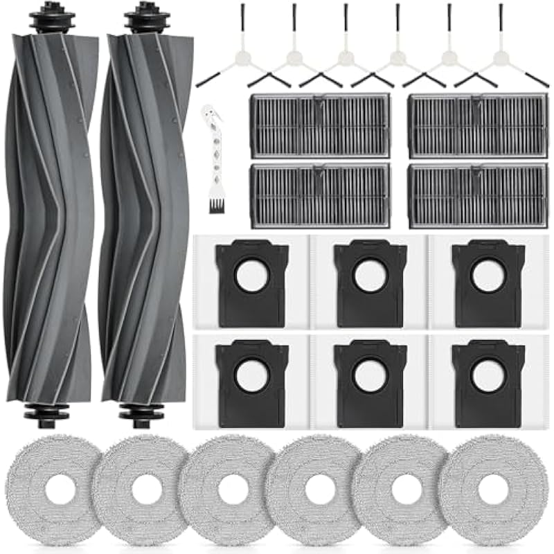 25 Accessori Per Robot Aspirapolvere Dreame L10s Pro Ultra Heat / L10s Ultra Gen 2 / X30 Ultra / Mova E30 Ultra. Include 2 Spazzole Principali, 4 Filtri, 6 Panni, 6 Sacchetti Per La Polvere E 6 Spazzo