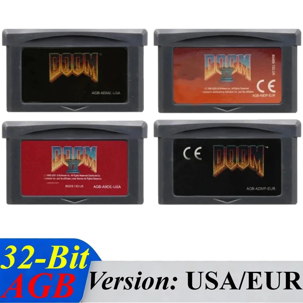 EUR/USA GBA Game Cartridge Doom Series Game Cartridge 32-Bit Video Game Console Card DOOM 1 DOOM 2 for GBA GBASP NDSL