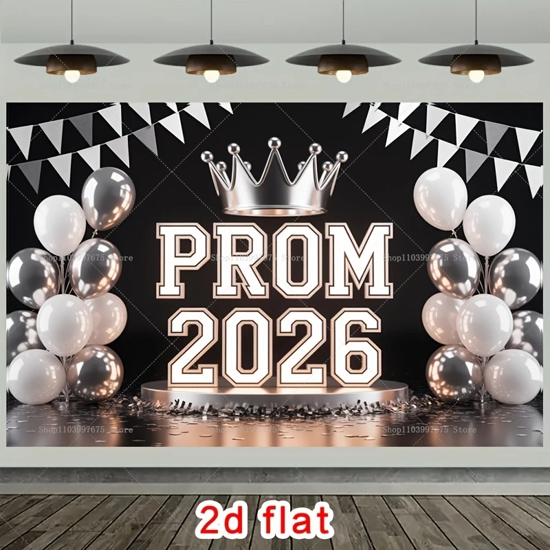 2D Abschlussball 2026 Ballon-Schriftzug Hintergründe Abschlussball-Party-Dekoration Fotografie-Hintergrund Banner Fotobox-Requisiten Party-Zubehör Image