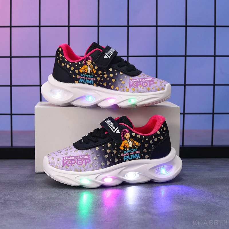 Kpop Demon Hunter Leuchtsneaker für Kinder, Mesh-LED-Schuhe mit Blinklichtern, Cartoon-Sportschuhe für Mädchen