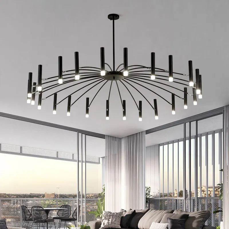 Schwarz Kronleuchter wohnzimmer Foyer Hotel Große Kronleuchter Innen Nordic Post Moderne Loft Industiral Vintage Kronleuchter Beleuchtung