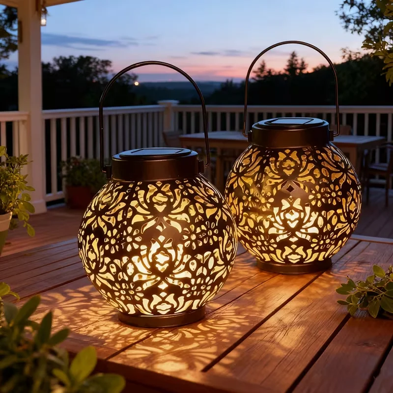 Solar Lights Rose Flower Pattern IP65 Metal Outdoor Step Wall Fence Lights Garden Backyard Decoration Outdoor Decor Front Door