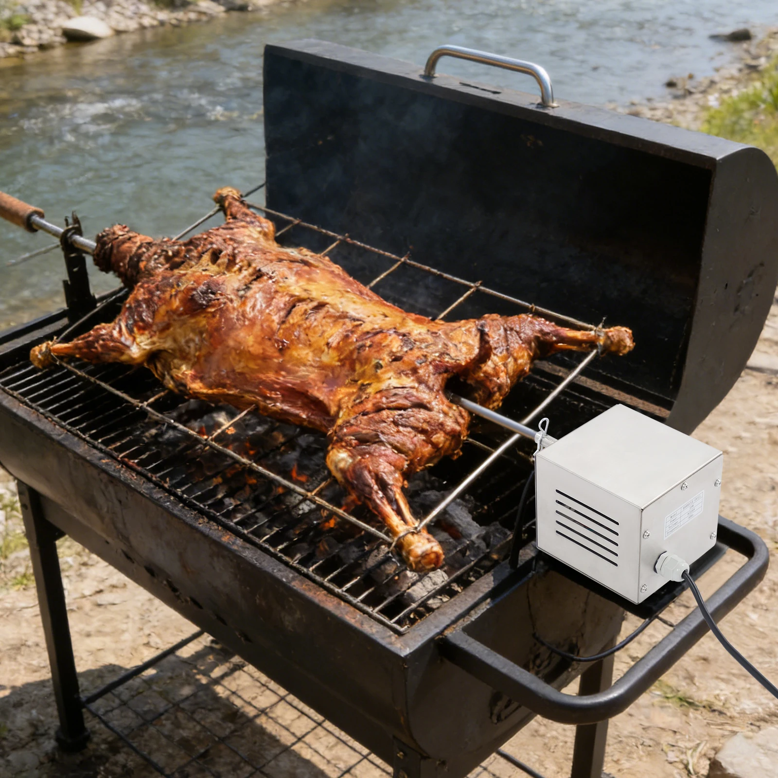 Edelstahl-BBQ-Motor, 25 W BBQ-Grill-Elektro-Drehspießmotor, BBQ-Grillmotor mit verlängertem Stromkabel für Zuhause, Camping Image