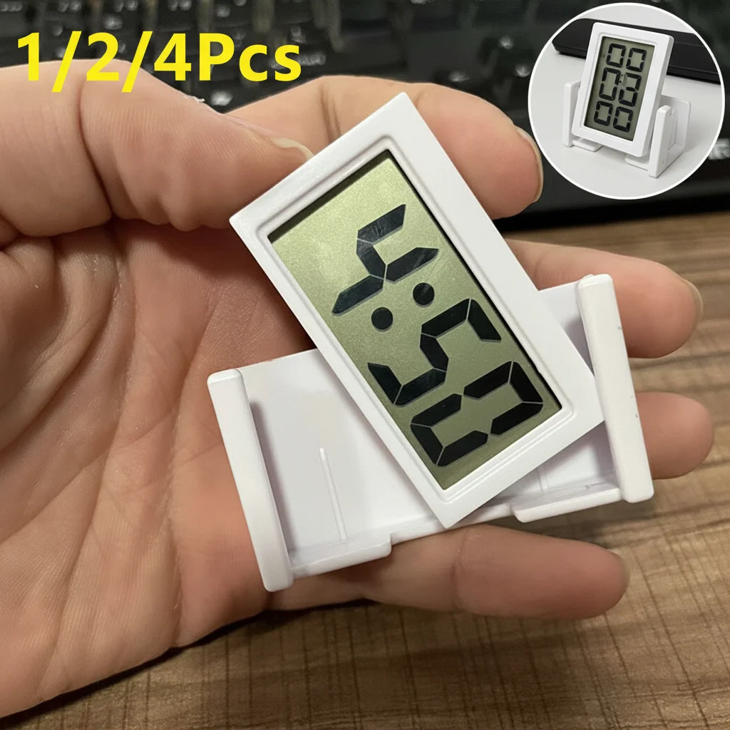 1/2/4 Stück Mini-Digitaluhr mit großem Bildschirm, elektronische Uhr für das Armaturenbrett, selbstklebende Mini-Uhr, Auto-Uhr für LKW-Armaturenbrett