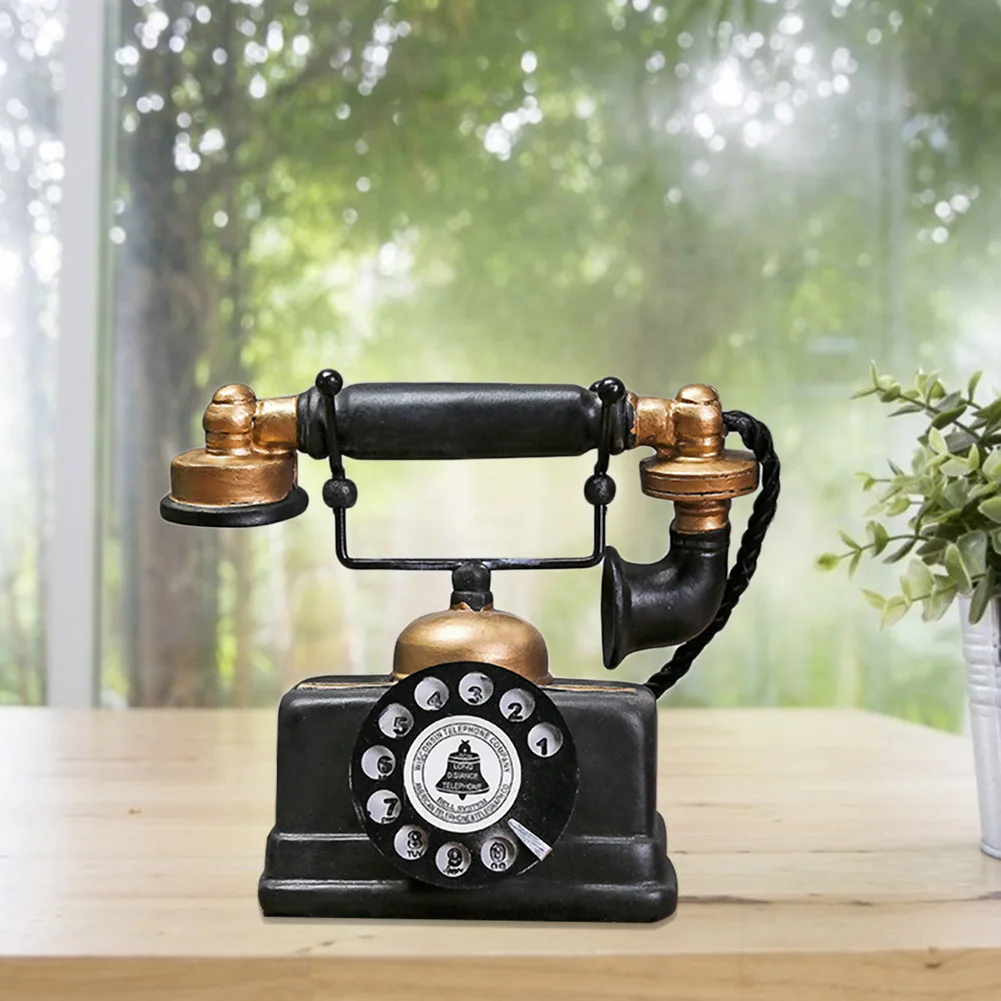 Vintage Style Artificial Telephone Model Retro Resin Home Decor Ornament Craft