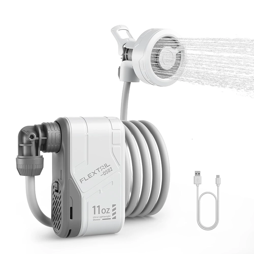 FLEXTAIL Outdoor Camping-Dusche Tragbar Ohne Box Elektrische Duschpumpe IPX7 Wasserdicht für Außendusche, Autowäsche, Geschirrspülen