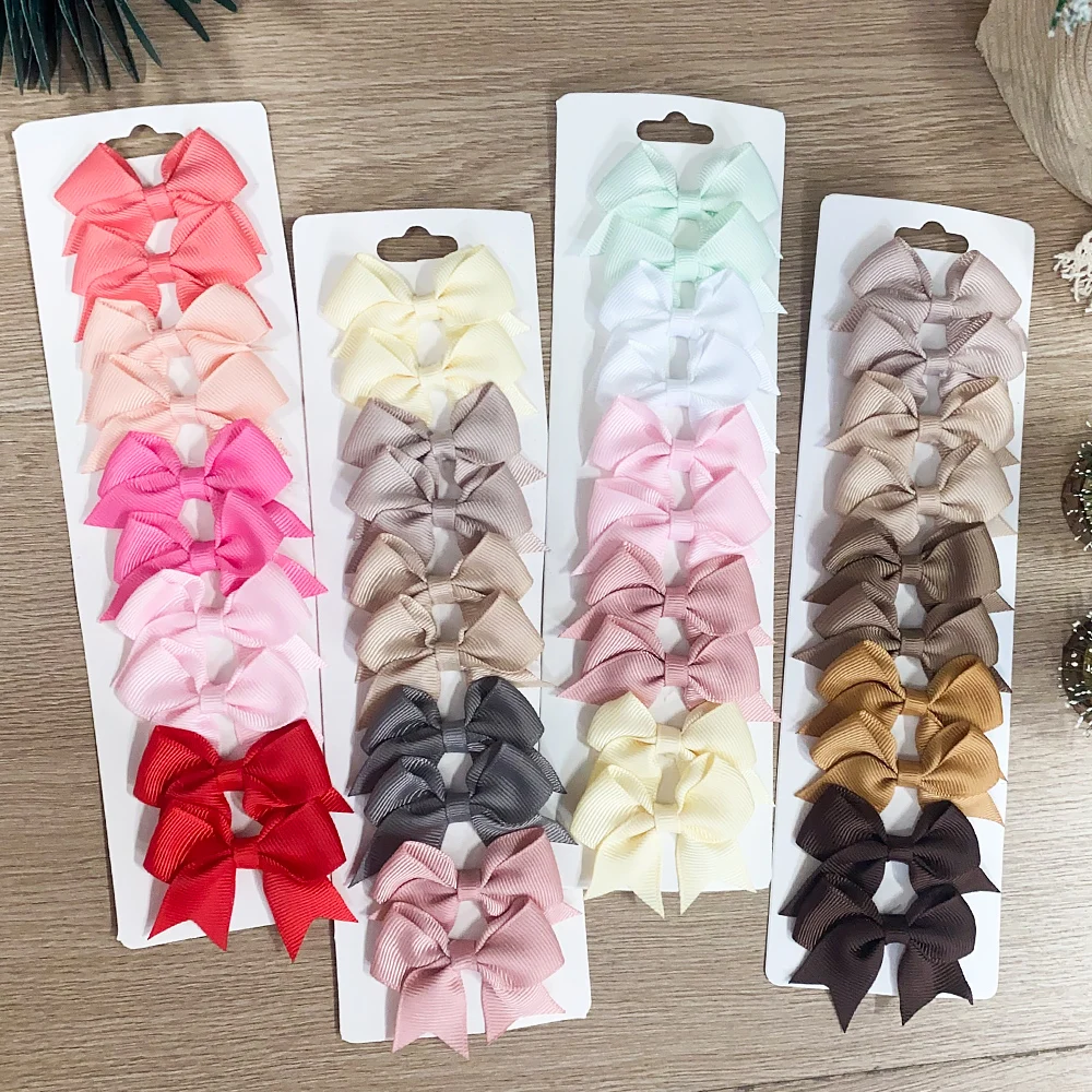10 Teile/satz Einfarbig Kinder Bögen Haar Clips für Baby Mädchen Handgemachte Band Bowknot Haarnadel Barrettes Neue Jahr Zubehör 2026 Image