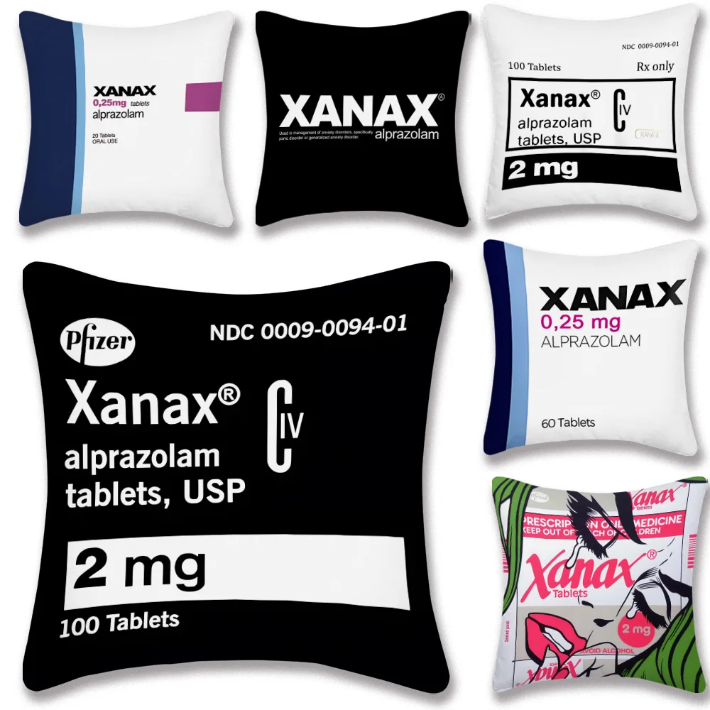 Kissenbezüge Cartoon Sofa Dekorative Heimtextilien Beidseitig Bedruckt Kurzplüsch Niedliche Kissen X-Xanax Pillen Bezüge