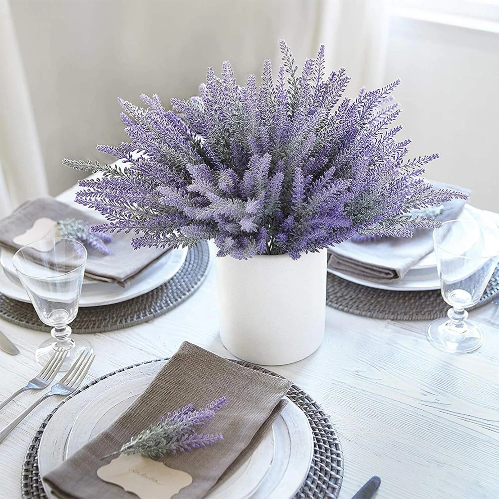 1 Bundles Artificial Lavender Flowers Head Fake Flowers Home Room Table Decor Outdoors Garden Wedding Decoration Outdoor Plants
