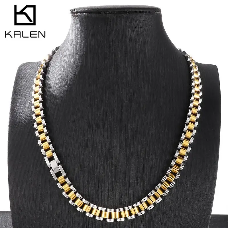 10mm Edelstahl Uhren kette Halskette für Frauen Männer einfache dicke Goldfarbe neckalce tredndy Schmuck klassisches Geschenk Großhandel Image