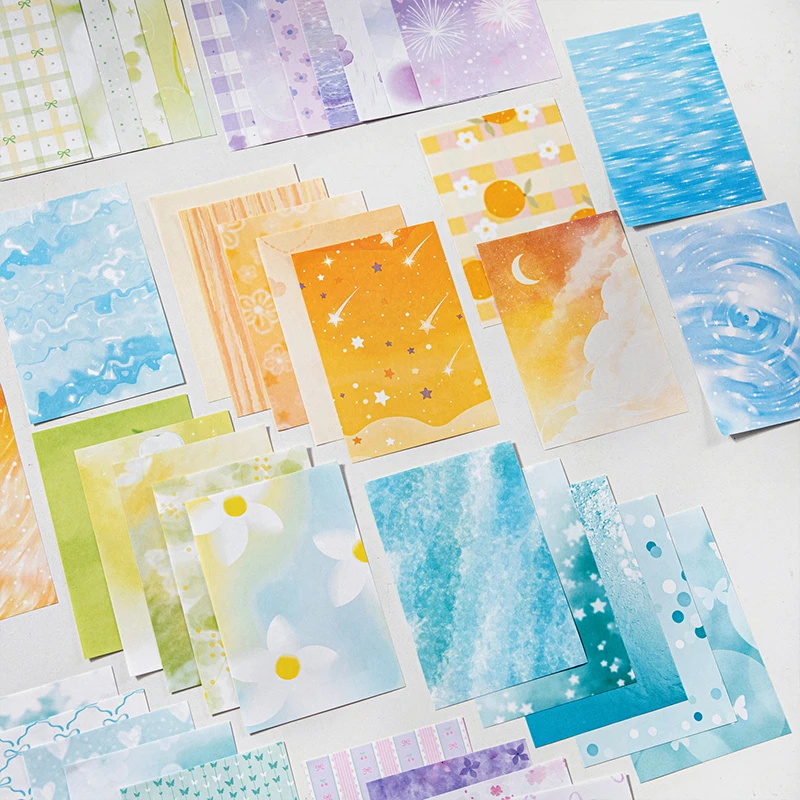30 Blatt Sommer-Freude-Serie Materialpapier Sommer-Themen Dekorative Färbepapiere DIY Junk Journal Scrapbook Tagebuch Collage Image