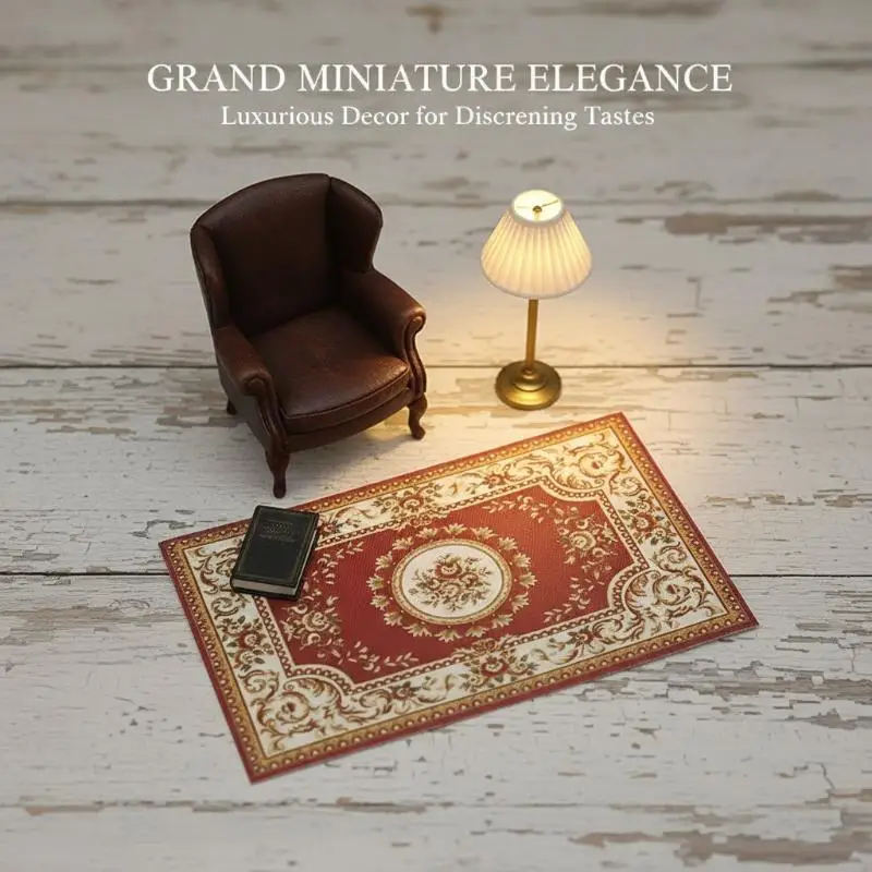 Tapis miniature de style antique pour maison de poupée, décoration de meubles de maison, jouet, mini tapis de sol rétro, accessoires pour maison de poupée, 1/4 pièces, 1:12