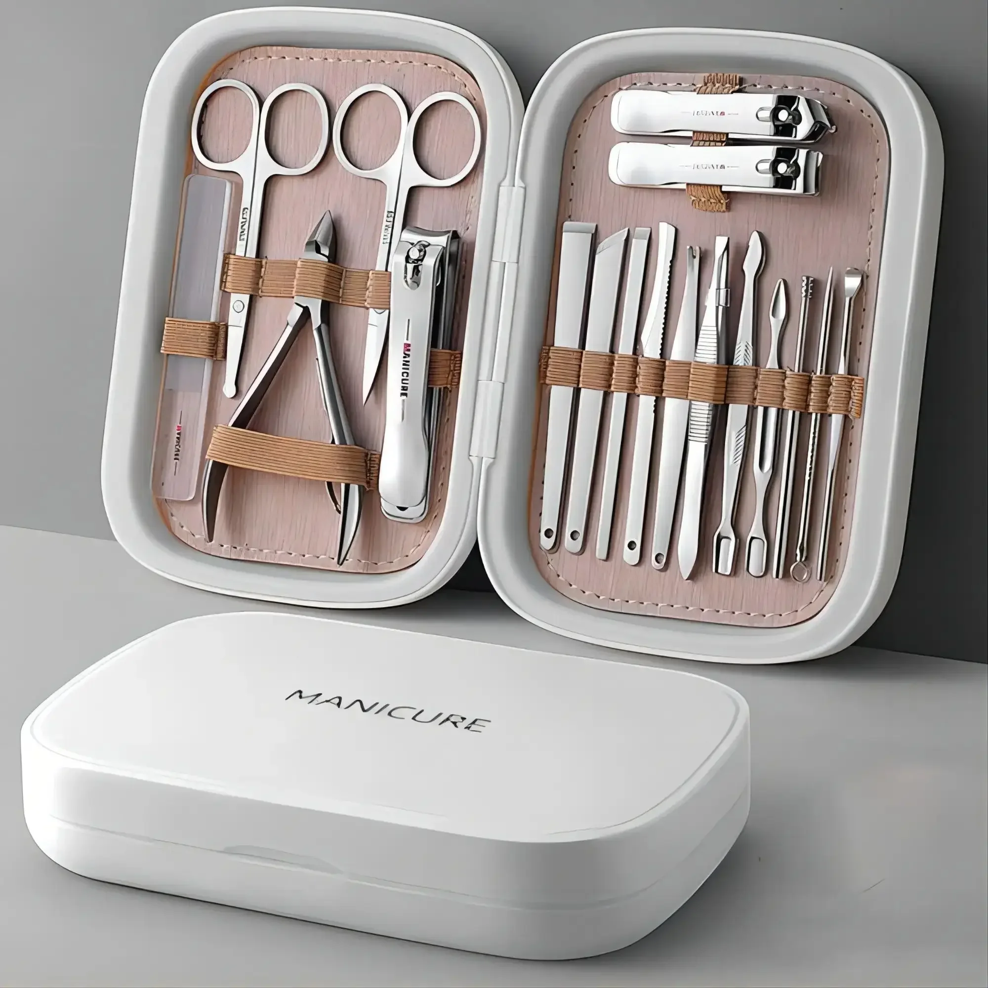 Maniküre-Pediküre-Set, Edelstahl-Nagelknipser-Set, mit Aufbewahrungsbox, Professionelle Nagelpflege-Werkzeuge für Zuhause & Reisen Image
