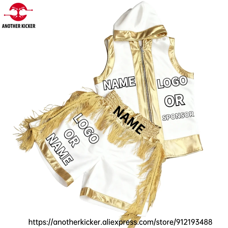 Kampf Kickboxen Shorts Jacke Set Individuelles Logo Muay Thai Boxen Hosen Robe Kleid Anzug Männer Frauen Kinder Gym BJJ MMA Training Kleidung Image