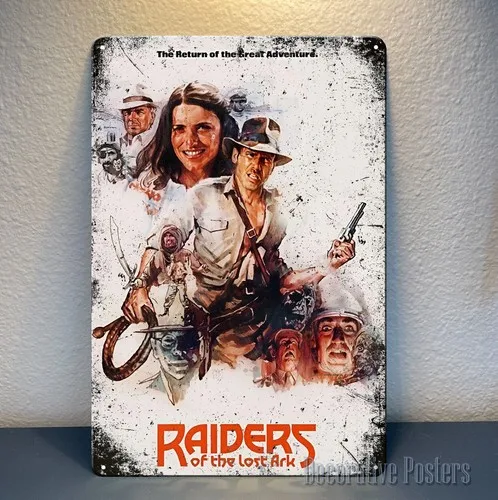 Indiana Jones Raiders Of The Lost Ark Film-Metallposter – Schildergröße: Image