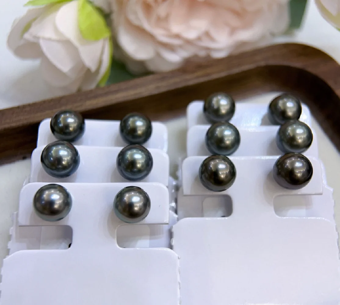 Natürliche Tahiti-Ohrringe mit schwarzen Perlen, AAAA 8-9 mm, 9-10 mm, 10-11 mm, Premium-Perlenohrringe aus 18 Karat/AU750 Weißgold