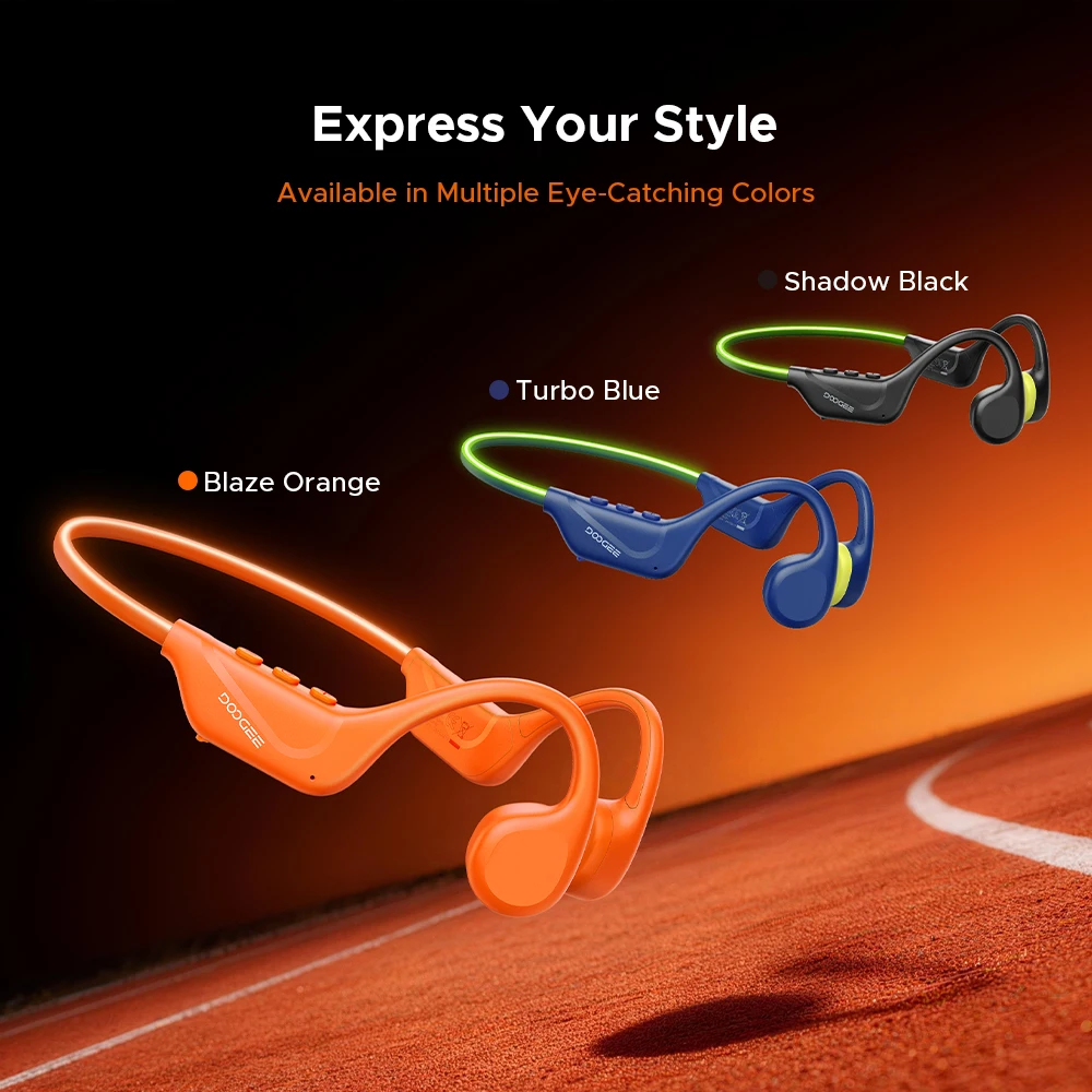 DOOGEE BoneBeat Run Ray Cuffie a conduzione ossea Cuffie Bluetooth wireless impermeabili con luce di avvertimento per gli sport all'aria aperta