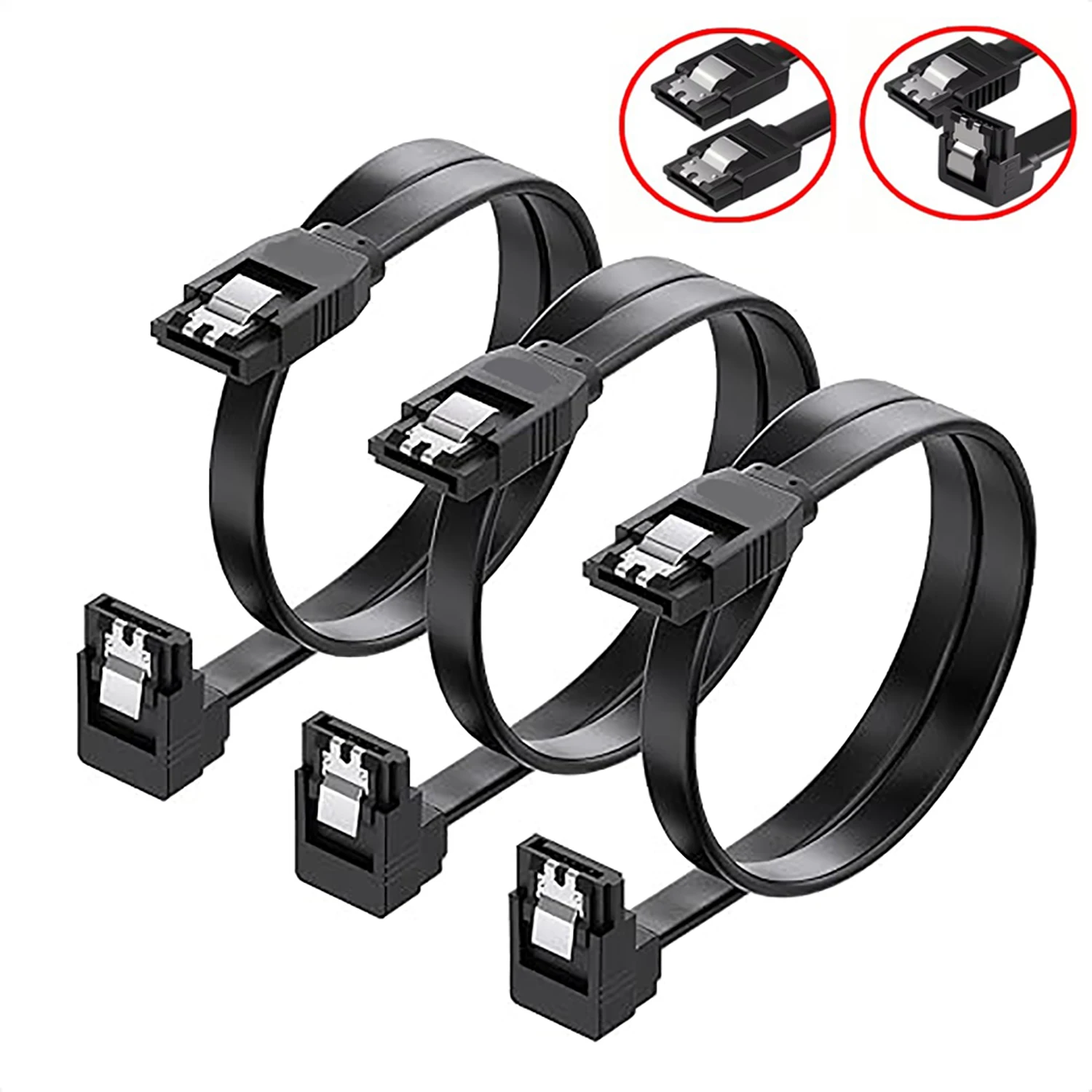 90-Grad-SATA-Kabel SATA III 6Gbps Rechtwinkliges Datenkabel für SSD, HDD, CD/DVD-Laufwerke, Festplatten, Gaming-PCs, Desktop-Computer Image