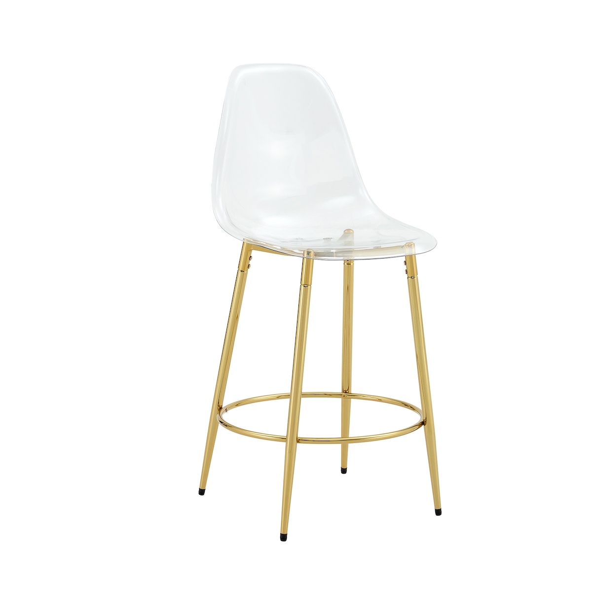 OKWISH Barhocker 2er-Set Metall & Kunststoff Transparent/Gold 45x39x102 cm, Sitzhöhe 66 cm, mit Rückenlehne und Fußablage Image