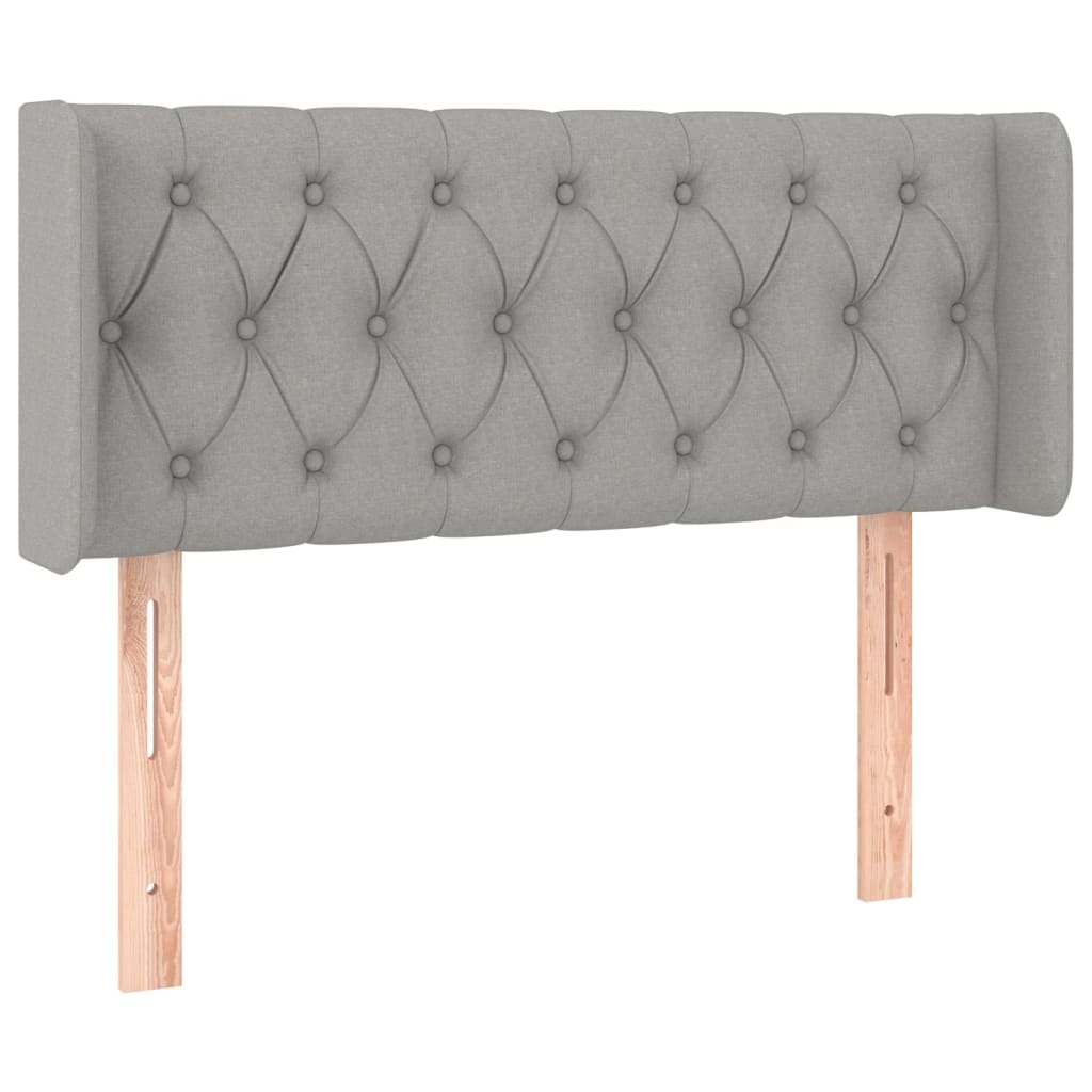 Décoshop26 - Kopfteil Schlafzimmeraccessoire LED-Möbel 93 x 16 x 78/88 cm hellgrauer Stoff TDL0201221 Image