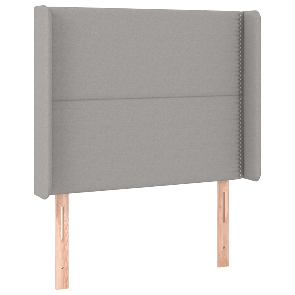 Décoshop26 - Kopfteil Schlafzimmeraccessoire LED-Möbel 93 x 16 x 118/128 cm hellgrauer Stoff TDL0201227 Image