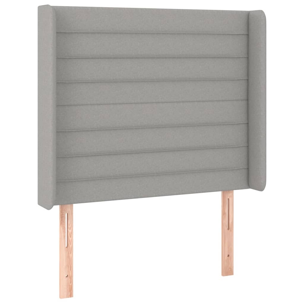 Décoshop26 - Kopfteil Schlafzimmeraccessoire LED-Beleuchtung 103 x 16 x 118/128 cm hellgrauer Stoff TDL0201434 Image