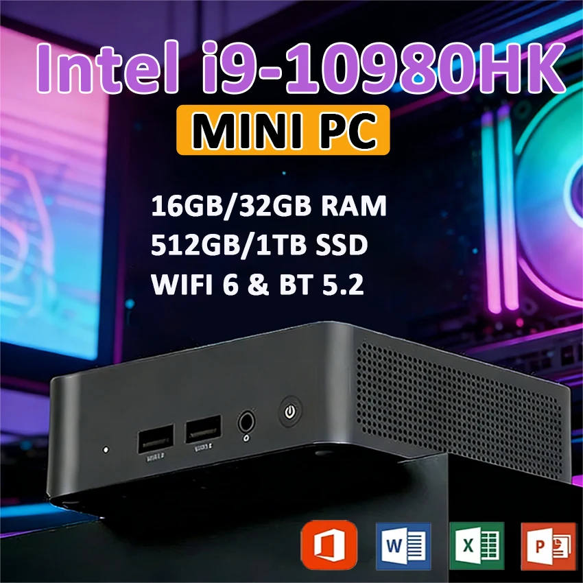 2026 Intel Core i9 10980HK Tragbarer i9 Mini-PC Computer Windows 11 32GB 1TB Gaming-Computer WiFi 6 USB Tragbarer Mini-Desktop-PC
