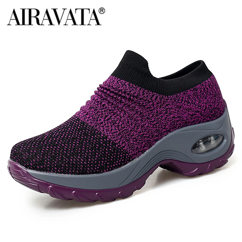 Frauen Casual Schuhe Chunky Turnschuhe Plattform Wanderschuhe Mode Knited Casual Loafers Größe 35-42