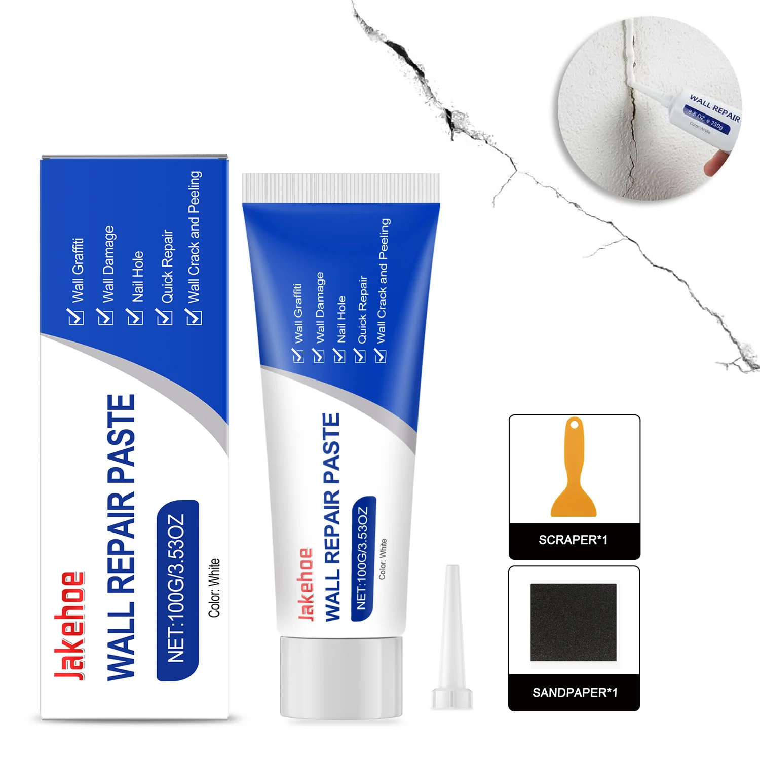 Trockenbau-Reparaturset mit Schaber, Wandloch- und Rissfüllpaste, schnell trocknendes Reparaturmittel, schimmelresistentes Heim-Restaurierungswerkzeug Image