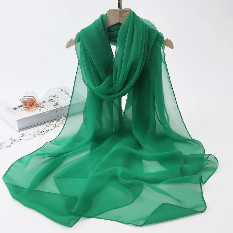 Koreanische Solide Transparente Chiffon Reise Urlaub Strand Handtuch Sonnencreme Schal Weiblichen Sommer Klimaanlage Eis Seide Schal M10 Image