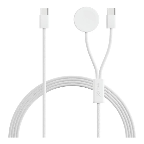 Xlayer 2-in-1 Ladekabel feingewebt für Apple Watch und USB-C grün