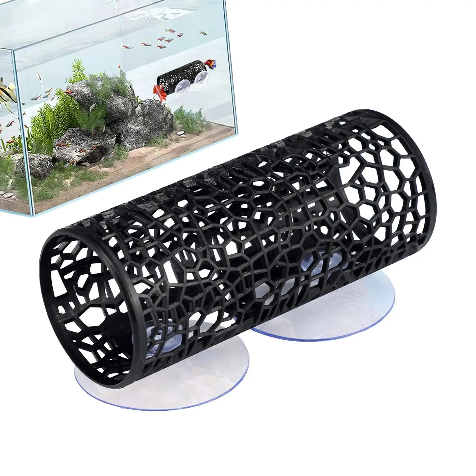 Aquarium-Fischversteck Schwarzes Hohlrohr mit Saugnapf für Betta und Kleine Fische Aquarium-Dekoration Aquariumzubehör Image
