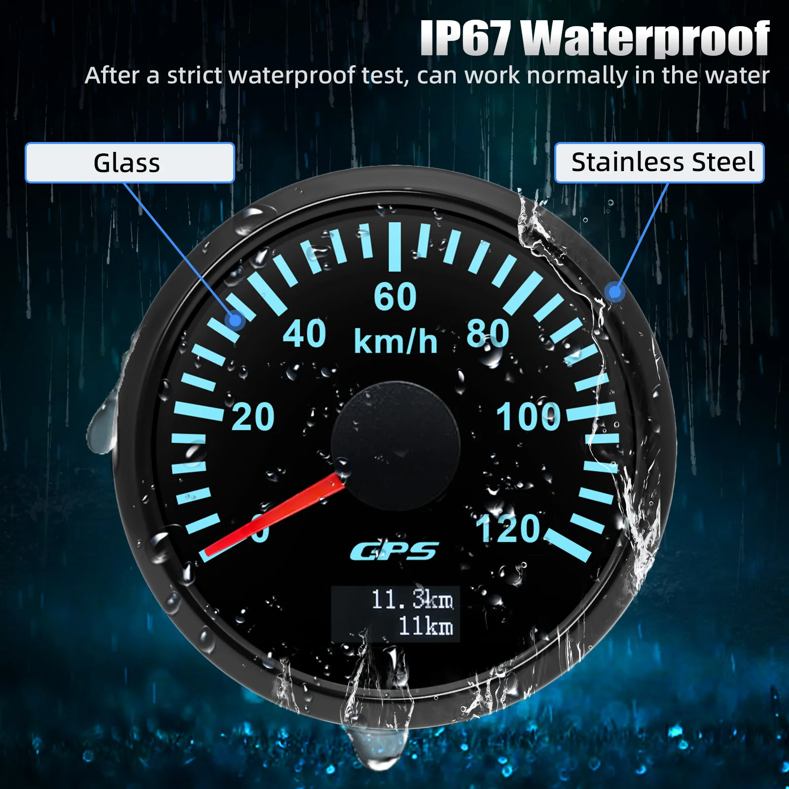 Waterproof 52MM GPS Speedometer 200km/h 120km/h 60 km/h Speed Odometer with Antenna 7 Colors Light Universal For Car Boat Marine