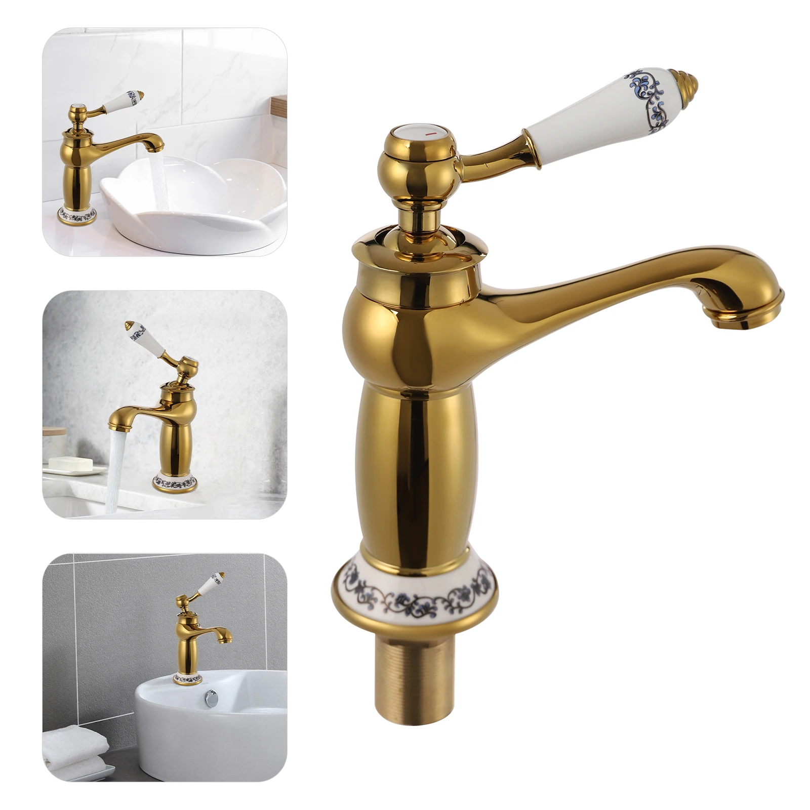 Robinet doré avec lampe divine, robinet de salle de bains Design, robinet de salle de bains rétro adapté aux maisons, hôtels, bureau, bâtiment, salle de bains