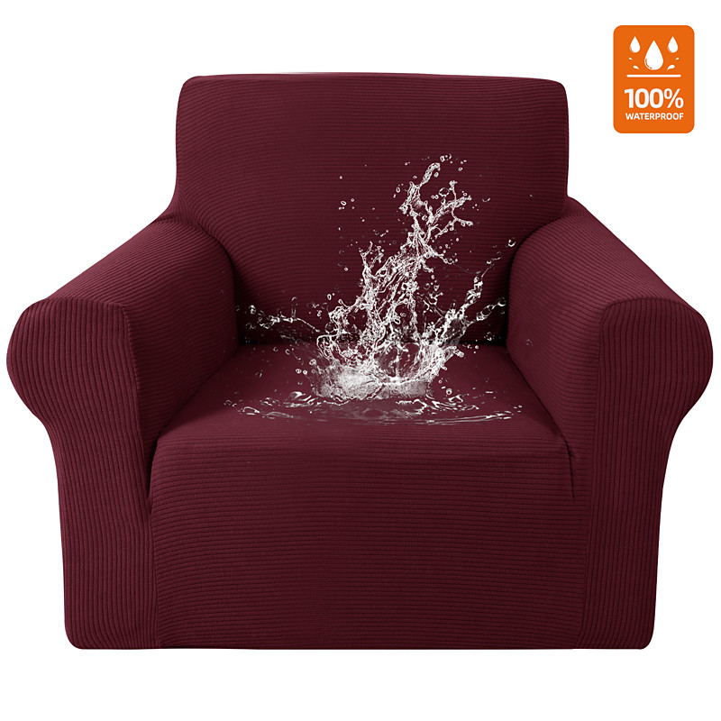 100% Waterproof Couch Cover , 1 Piece Stretch Sofa Covers Slipcovers with Non-Slip Elastic Bottom, Washable Furniture Protector for Dogs Pets