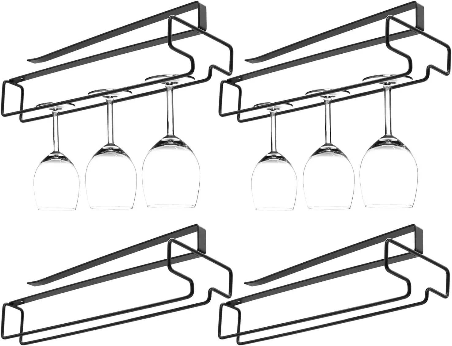 Hängender umgekehrter Weinglashalter ohne Bohren, Abtropfhalter für Tassen, Unterschrank-Küchenorganizer für Zuhause und Küche