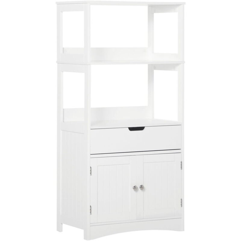 Maury's - Mobile Bagno Con Mensole Narmadietto E Cassetto 60x33x122.5cm In Legno Bianco