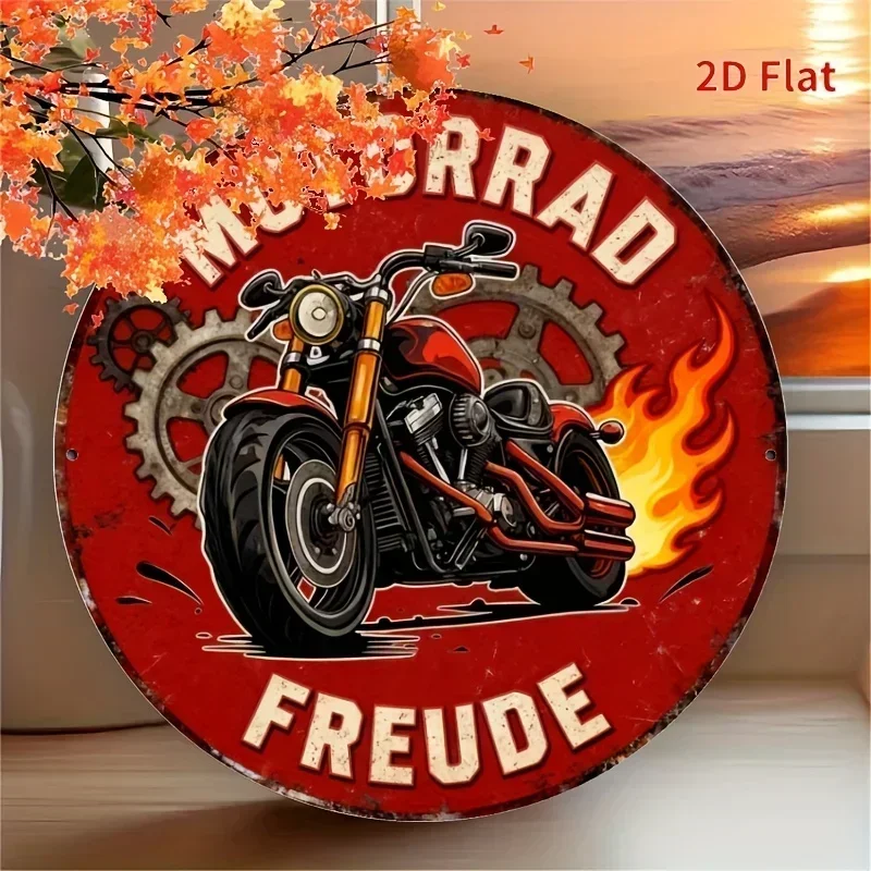 2D Flach, 1 Vintage-Metall-Wanddekorationszeichen – Ein interessantes Retro-Club-Schild – Der Spaß am Vintage-Motorrad-Stil – 8x8 Zoll – Geeignet Image