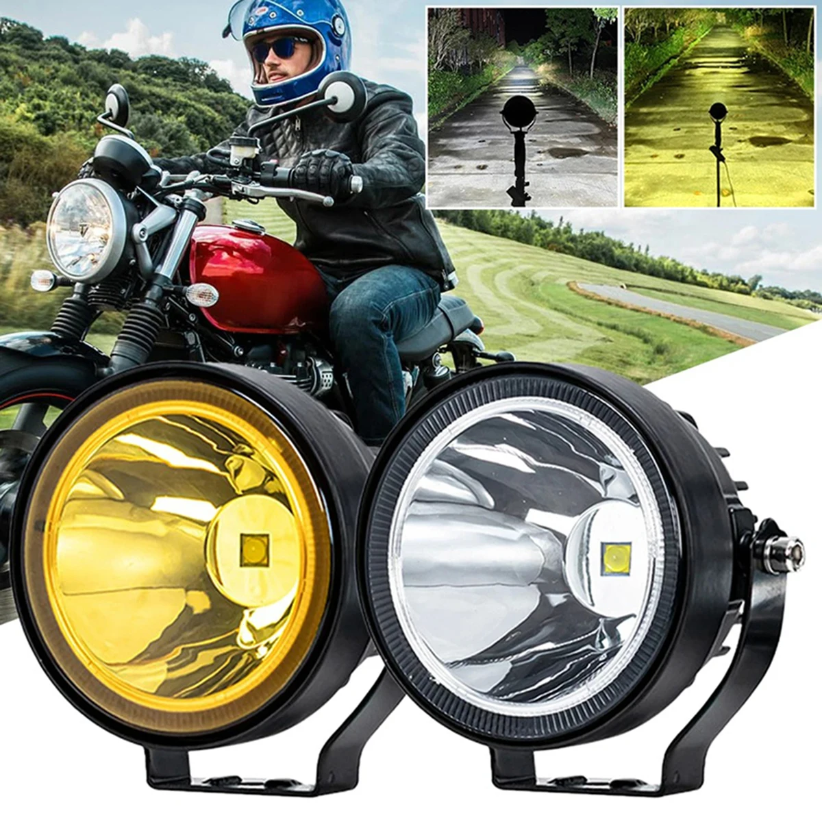 Faro da lavoro per auto a LED ad alta luminosità da 3,5 pollici Faretto bianco giallo Fendinebbia fuoristrada Faro per moto Auto ATV Race Dirt Fendinebbia