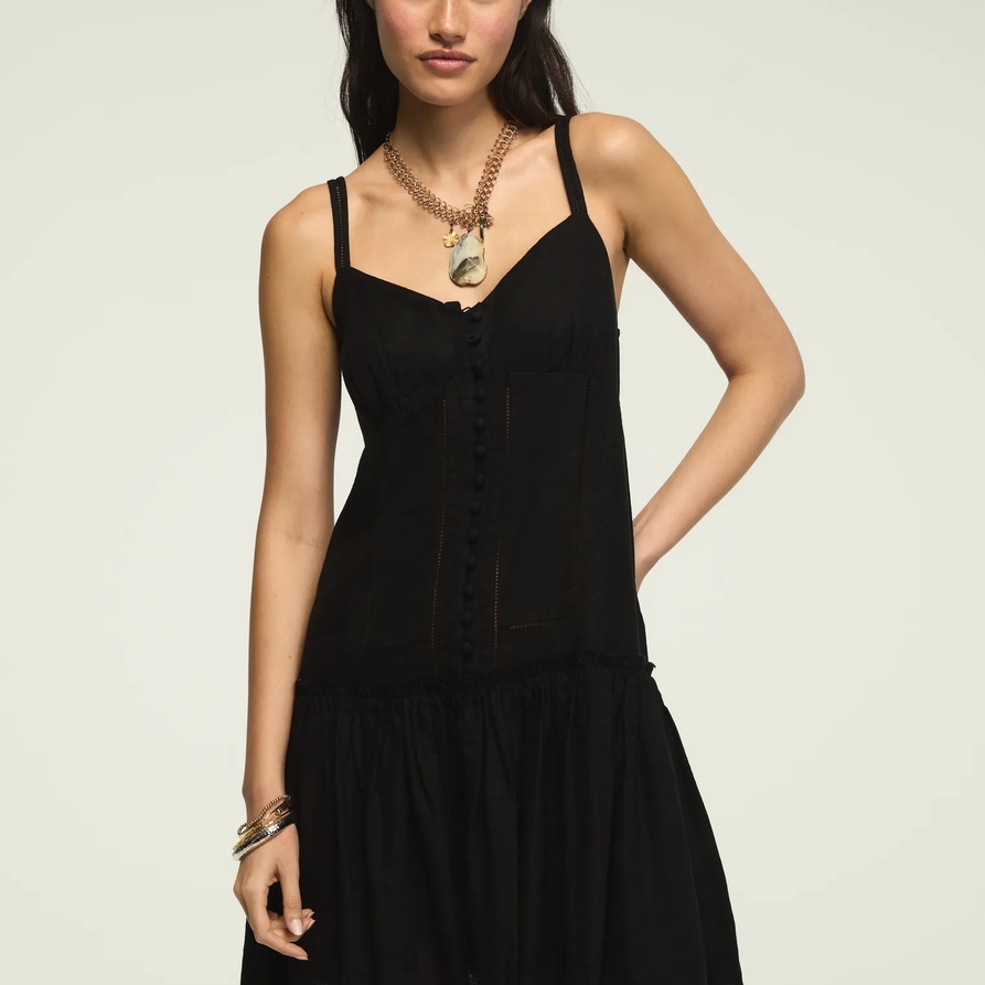 Lucky Brand Embroidered Drop Waist Mini in Caviar, Size XS