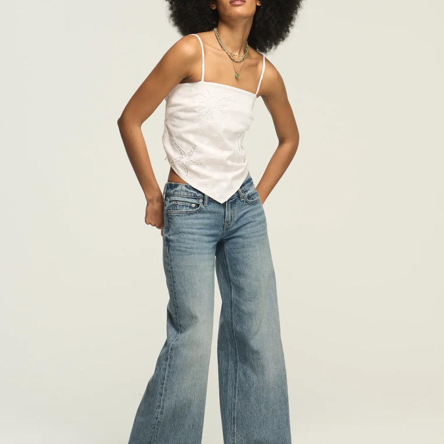 Lucky Brand Super Low Rise Ultra Wide - Women's Jeans Denim Pants in Pisces, Size 24 x 32