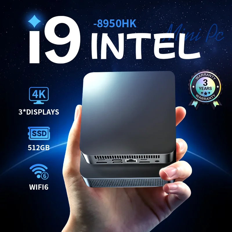 Nouvel ordinateur mini PC Intel Core i9 8950HK/Intel i3 6100U 16 Go DDR4 1/2 To SSD PC Windows 11 UHD Graphics Pocket PC 4K HD Mini PC de jeu de bureau