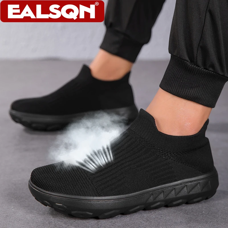 Herren-Freizeitsportschuhe, atmungsaktiv, leicht, Sneakers, Outdoor-Mesh, schwarz, Slip-On-Wanderschuhe, Größe 36–47