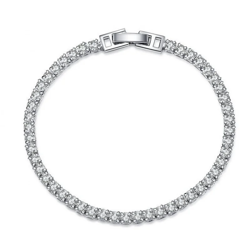 Hip-Hop-Schmuck - Kristall-Tennisarmband - 3mm AAA-Qualität Zirkonia - Damenarmband aus S925 Silber - Eleganter Schmuck Image
