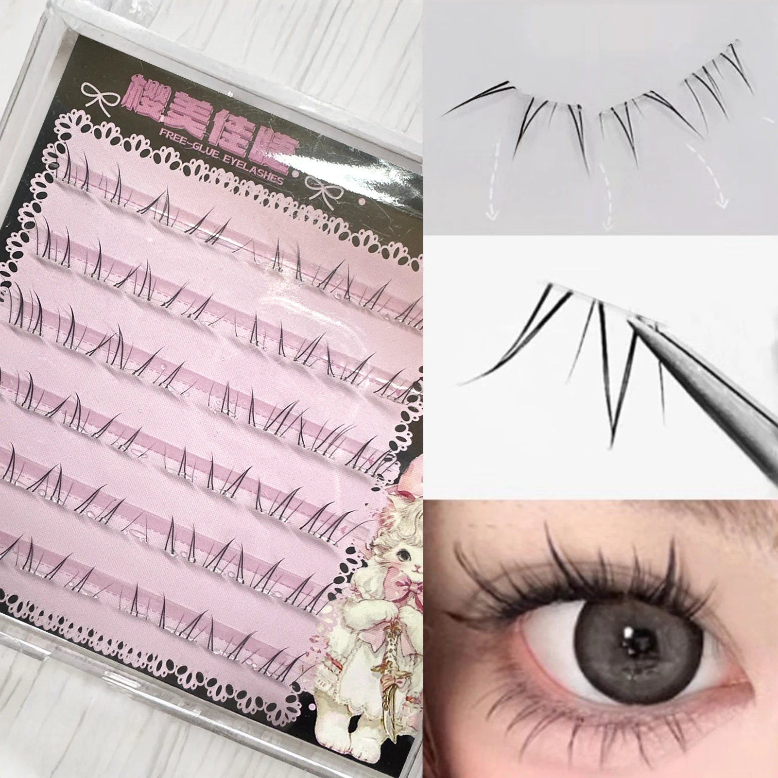 Weiche Manga Bottom Cluster Lashes C Curl Schwarze Wimpernverlängerungen für Beauty Eye Cosplay DIY Makeup Image