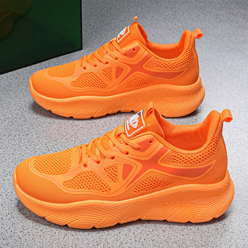 2026 Modische Plattform-Laufschuhe für Herren Trendige Casual Strick-Atmungsaktive Orange Sneakers Herren Outdoor-Sport Rutschfeste Jogging-Schuhe