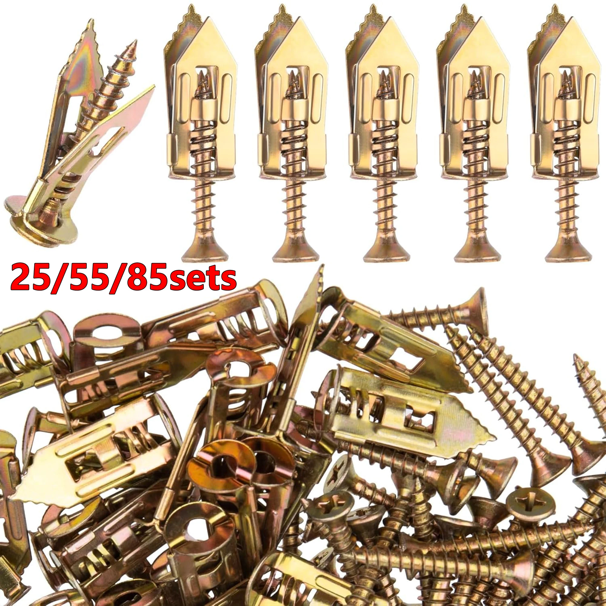 25/55/85 Sets selbstbohrende Trockenbau-Dübel mit Schrauben-Set, kein Bohren erforderlich, Wanddübel mit Schrauben, für Bilderrahmen, Regale Image
