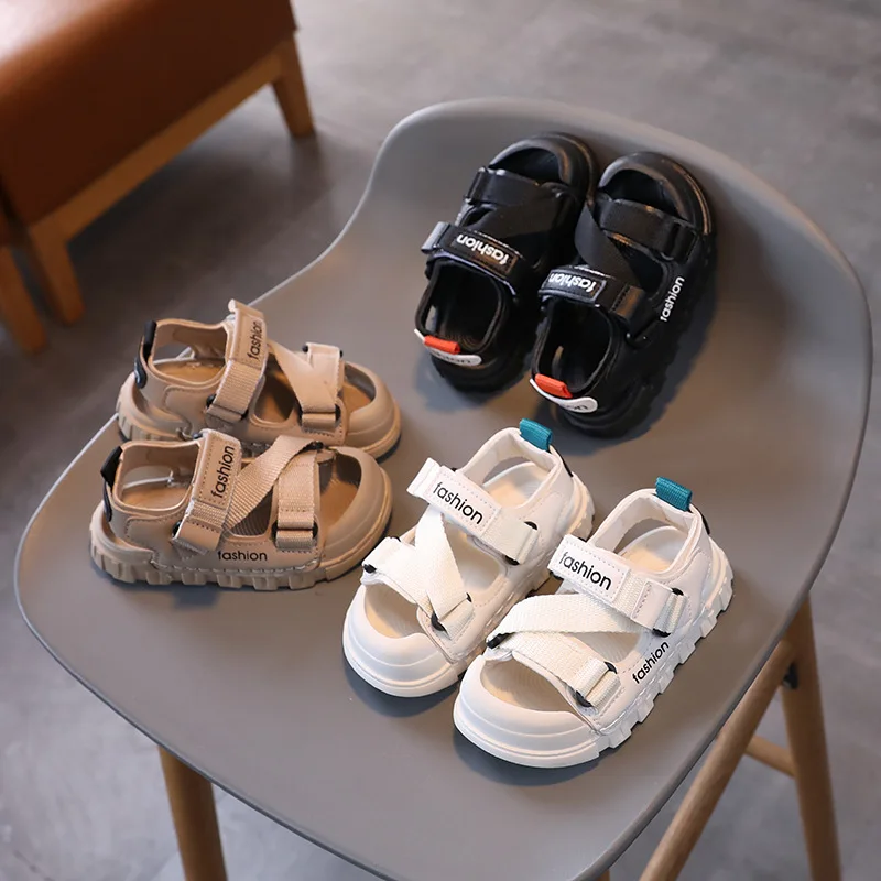Sommer-Sandalen für Jungen, atmungsaktive Canvas-Outdoor-Sandalen, Nylon-Riemen, Decos, Freizeitschuhe für Babys, Kinder, Studenten, Strandschuhe H04172