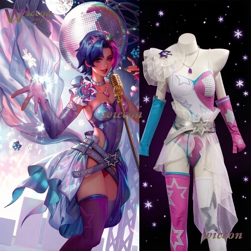 Rivals Luna Snow Cosplay-Kostüm, sexy, schöne lila Uniform, Halloween-Party, Rollenspiel-Outfit für Damen