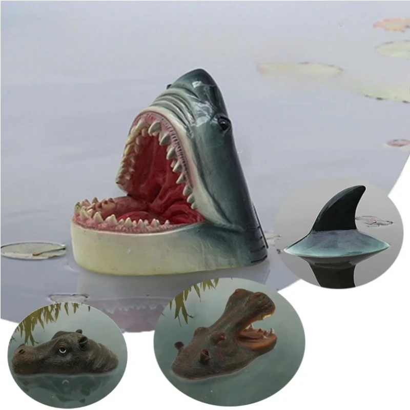 Simulation de requin/tête d'hippopotame, décoration flottante extérieure, étang/piscine/cour, Statues de jardin, décoration de jardin, jardinage extérieur